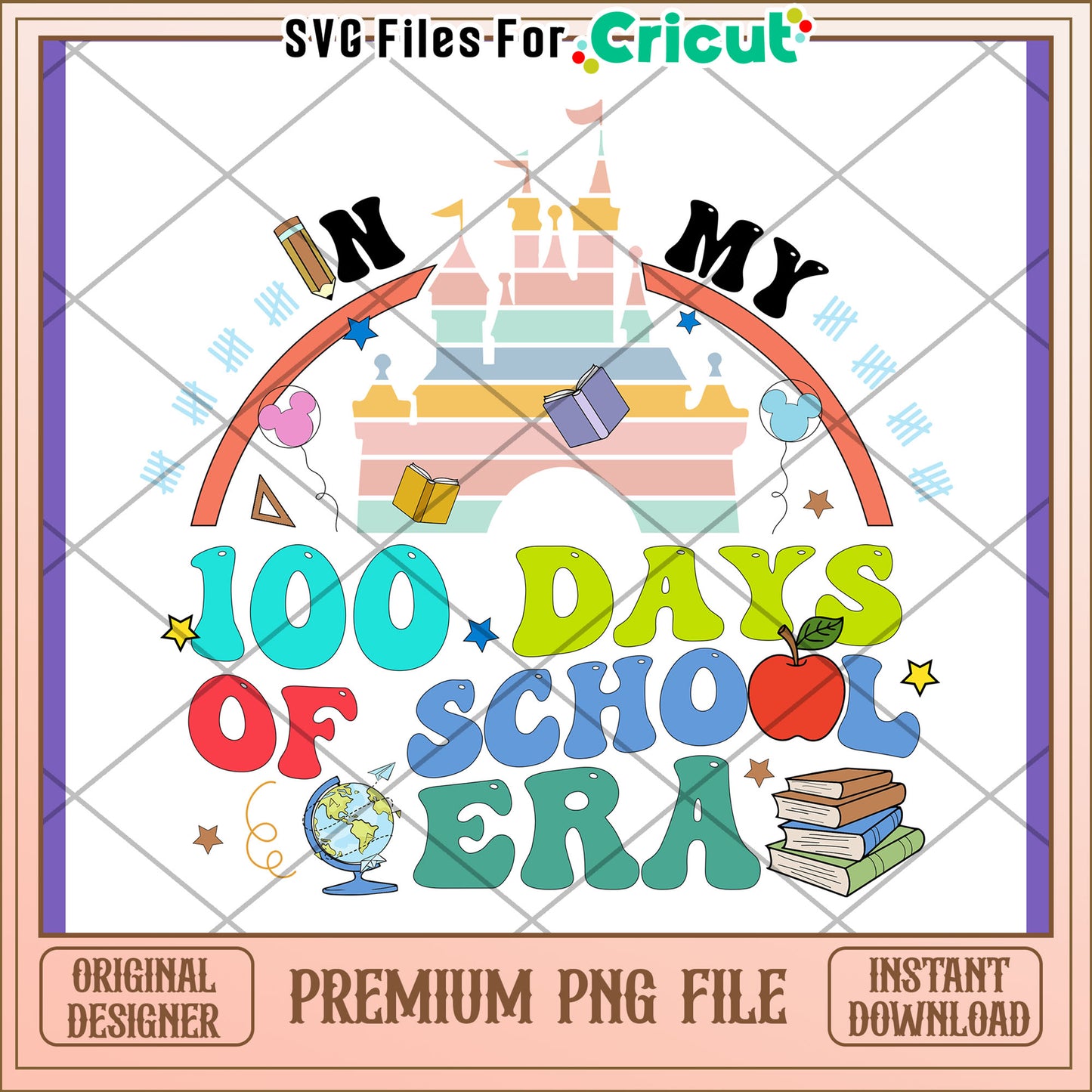 100 Days of School Disney PNG Design