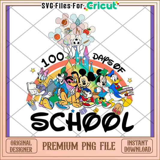 100 Days of School Disney PNG Design for Kids