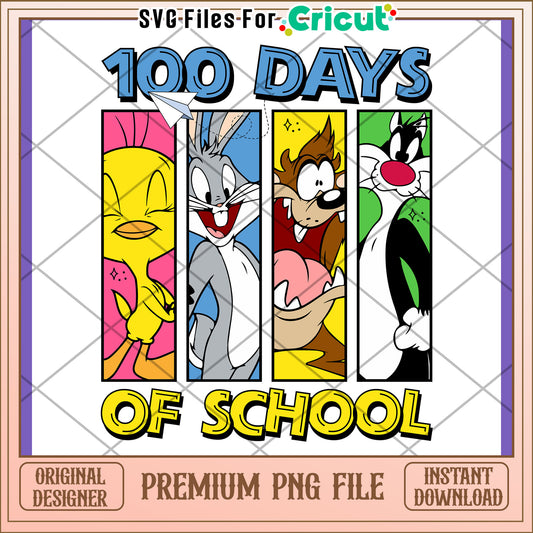 100 Days of School Fun Cartoon PNG Design Download
