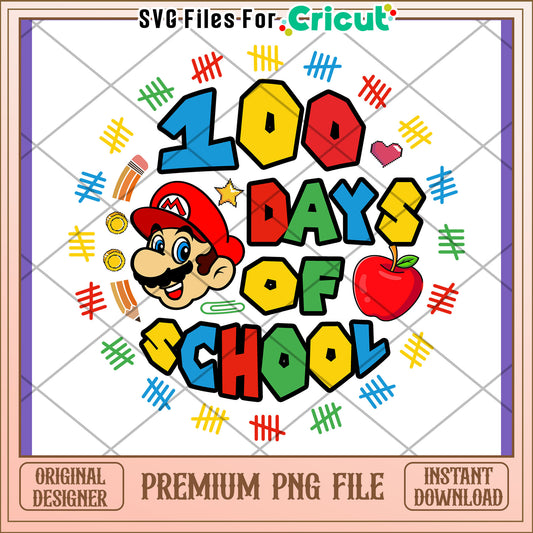 100 Days of School Mario PNG