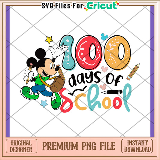 100 Days of School Mickey Mouse PNG Design Download