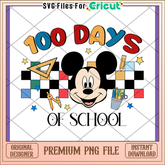 100 Days of School Mickey Mouse PNG Design File