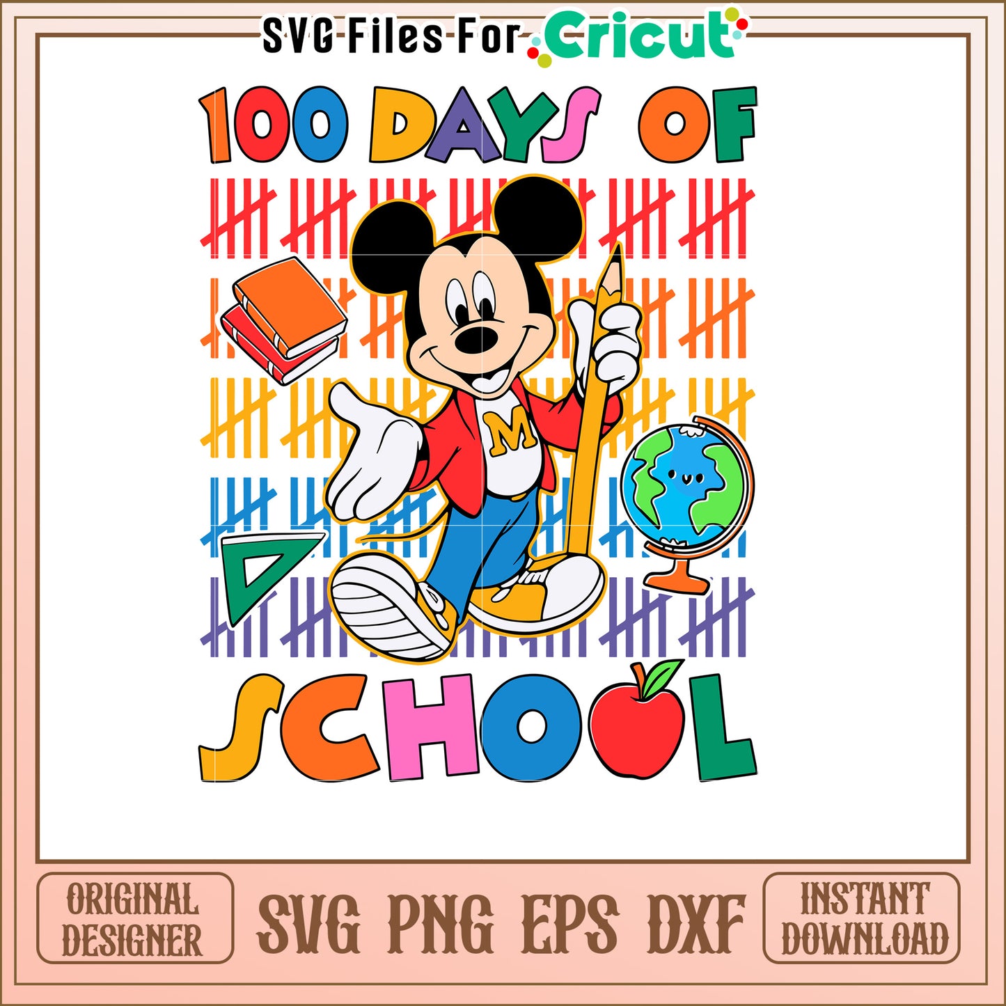 100 Days of School Mickey Mouse SVG Design for Kids