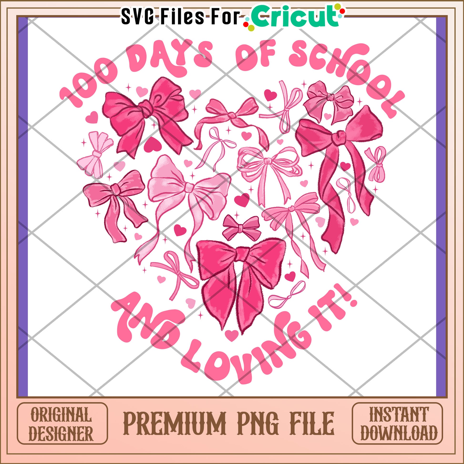100 Days of School PNG Bow Design