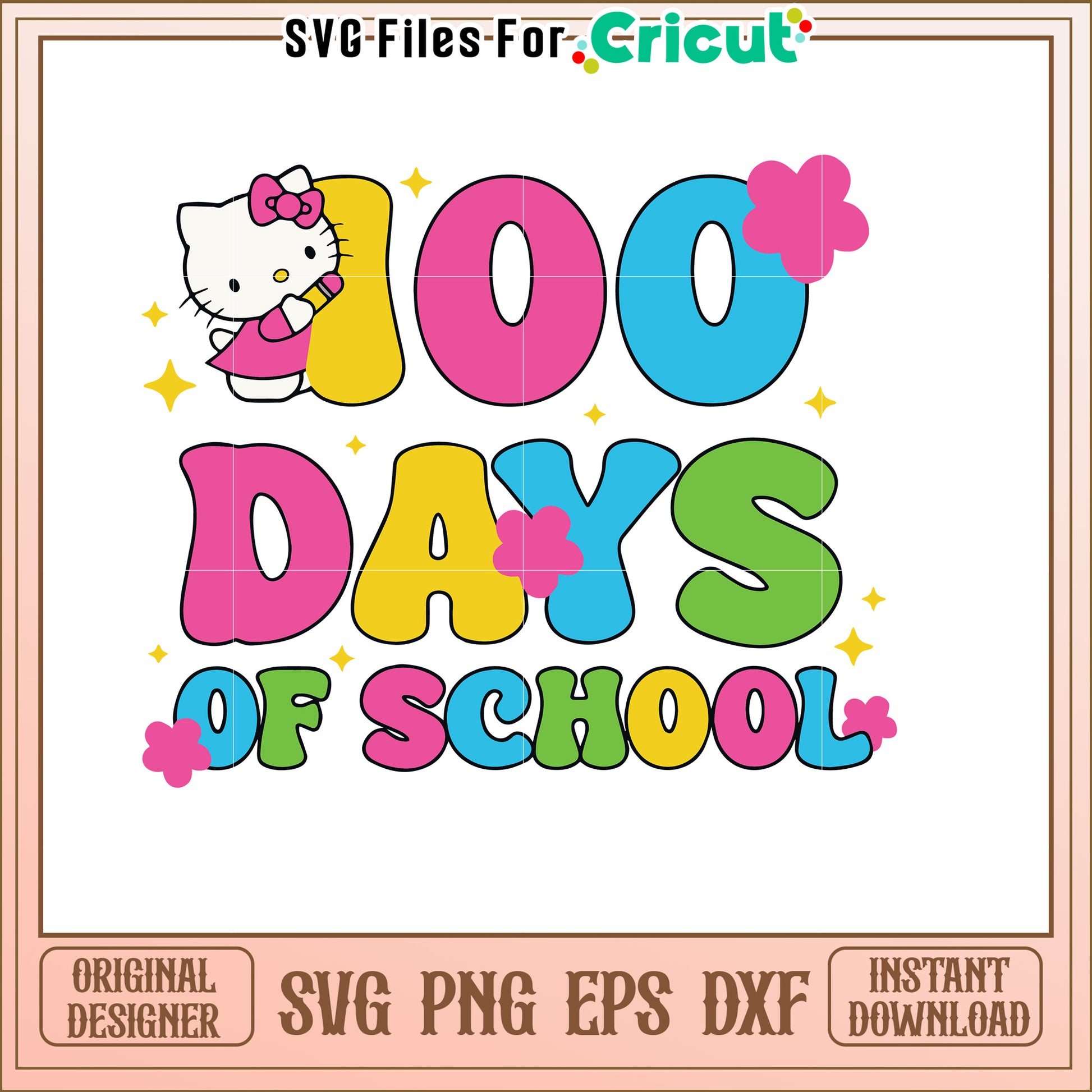 100 Days of School SVG Hello Kitty