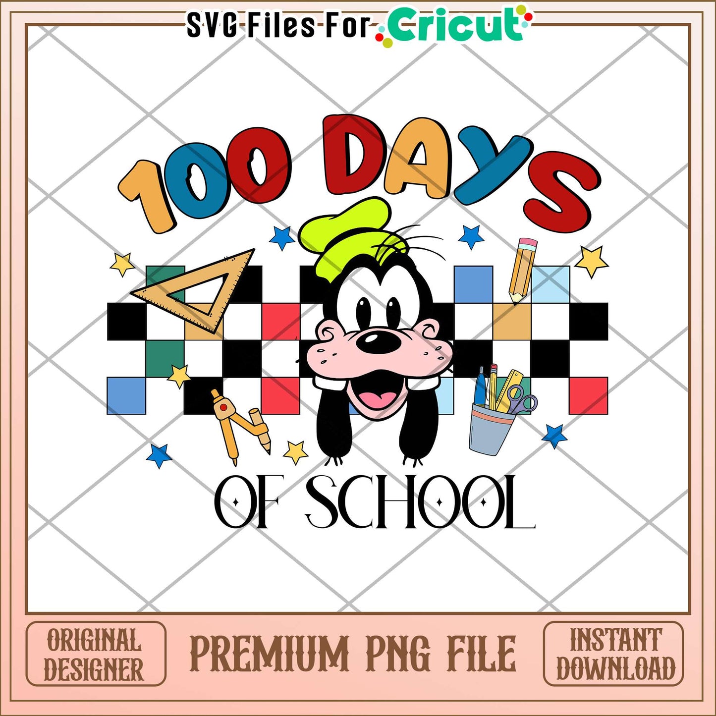 100 day of school goofy dog png, school supplies png, disney png