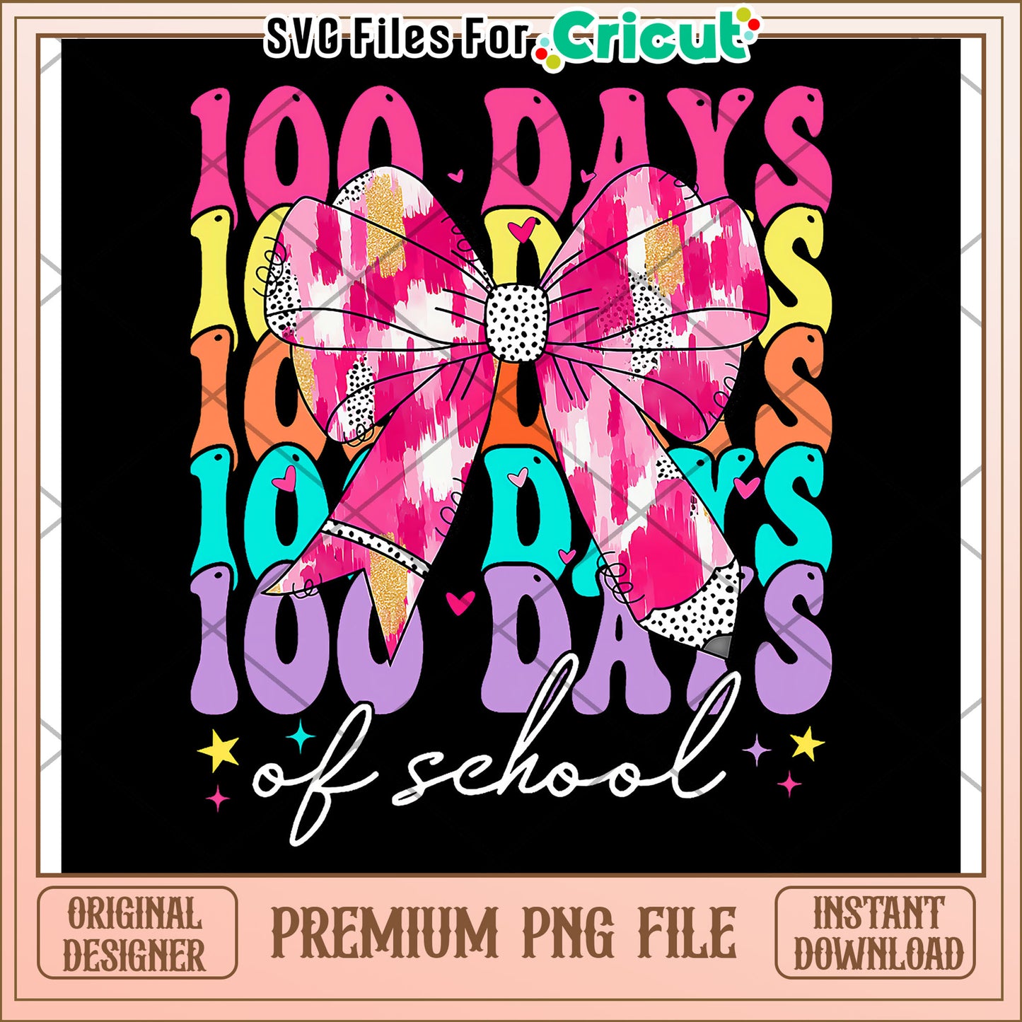 100 days bowtie design png, back to school supplies​ png, cartoon design png