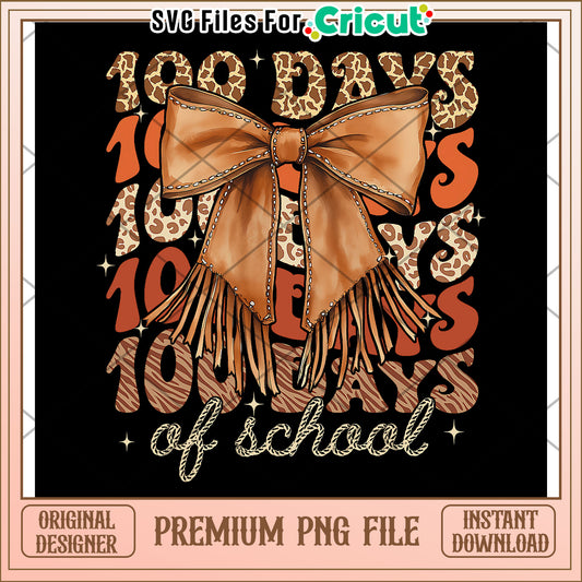 100 days of school brown bowtie design png, back to school supplies​ png, cartoon design png