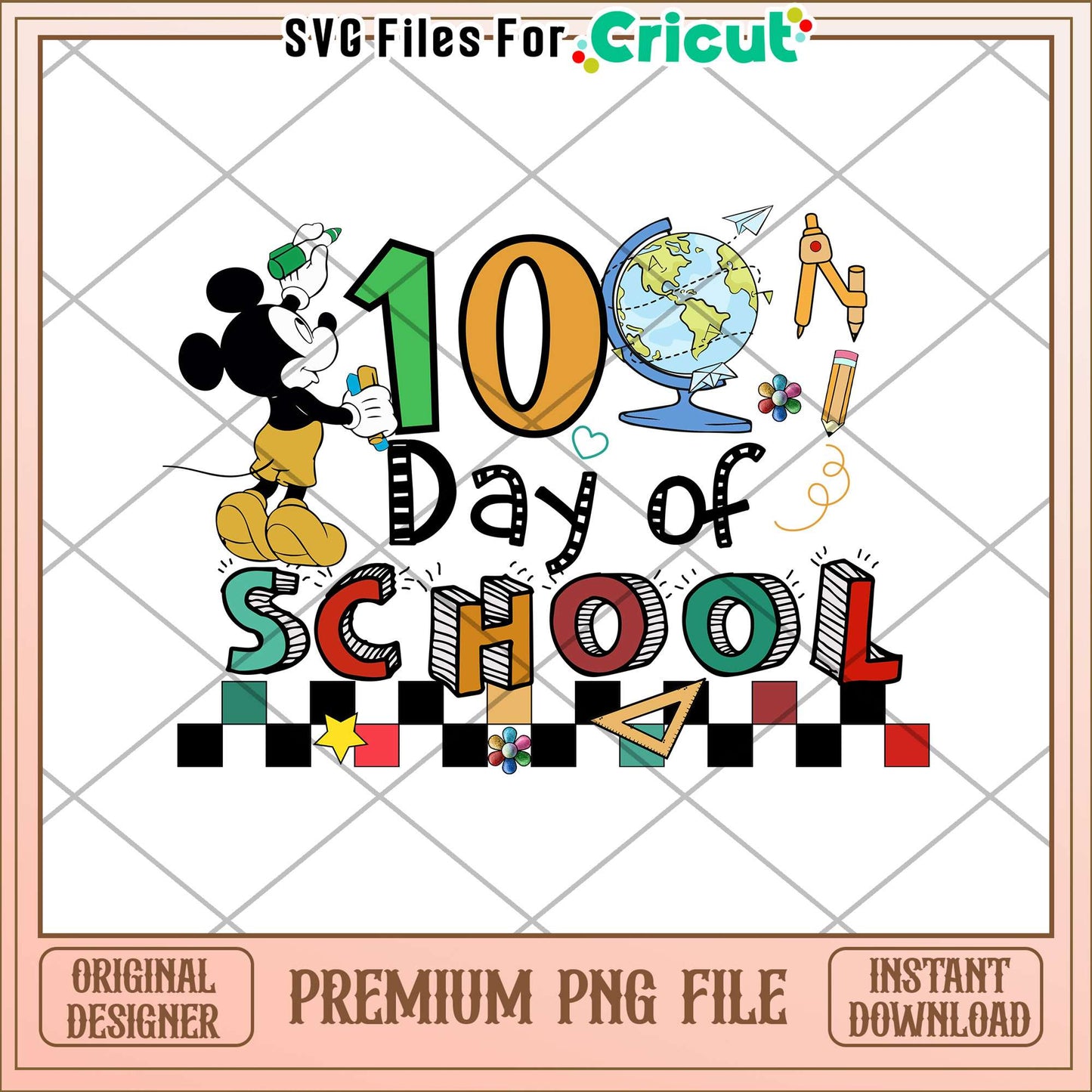 100 days of school mickey png, National geographic globe png
