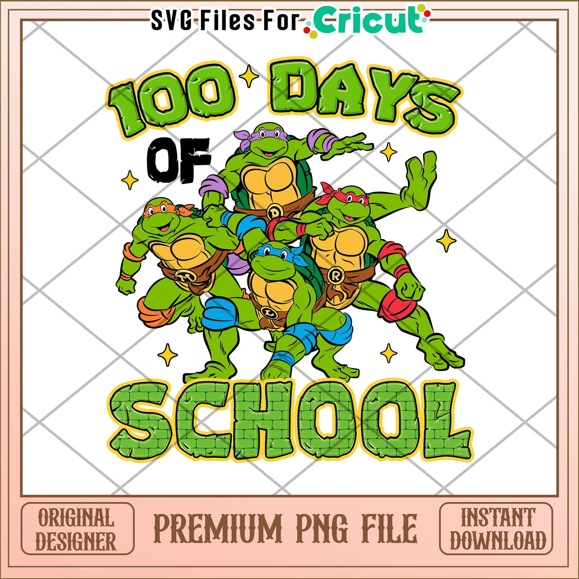 100 days of school ninja turtle png, cartoon png, school days png