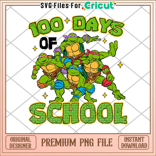 100 days of school ninja turtle png, cartoon png, school days png