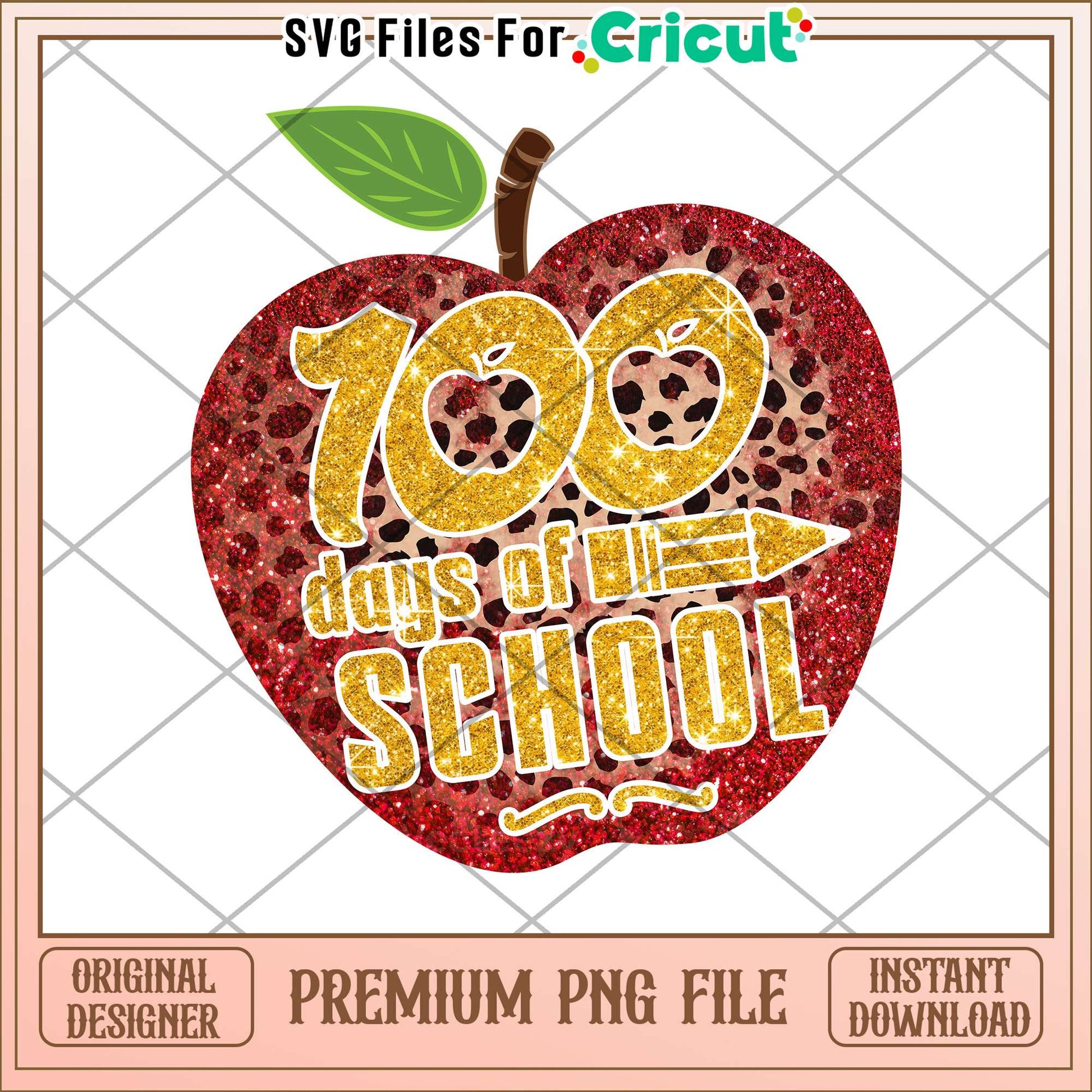 100 days of school png, bling apple png, logo design png