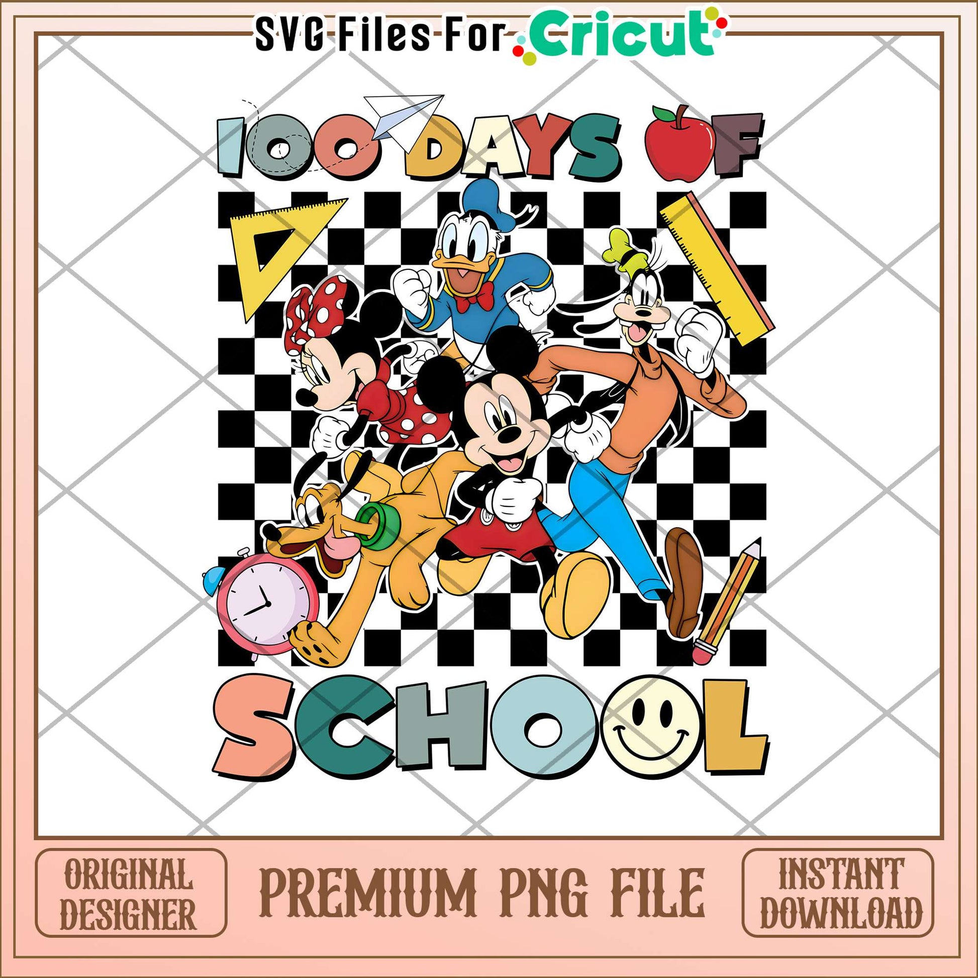 100 days of school png, disney school png, mickey friends png