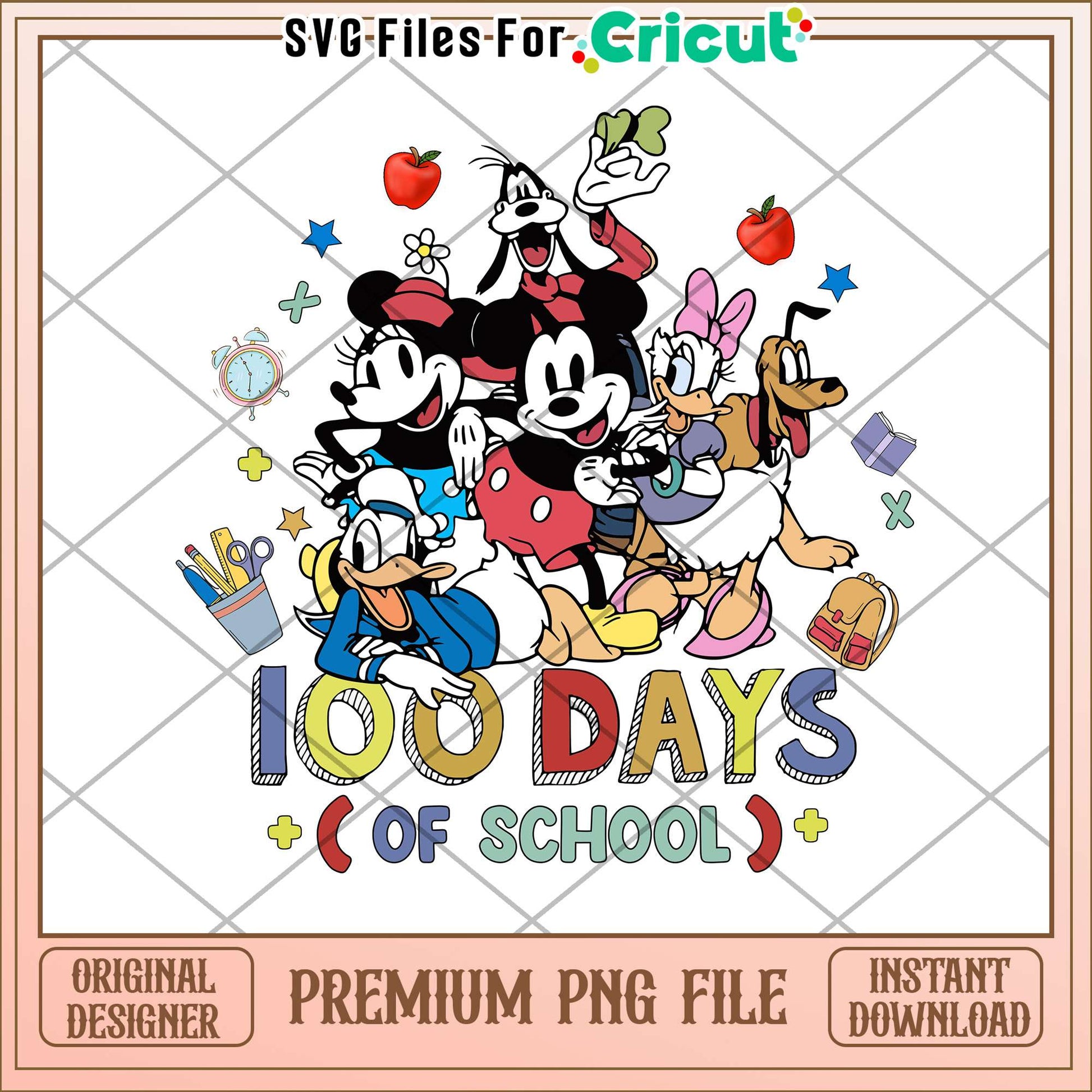 100 days of school png, mickey friends png, school days png