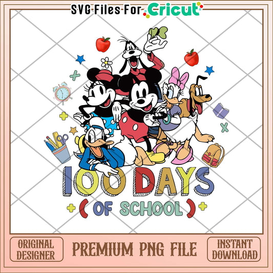 100 days of school png, mickey friends png, school days png