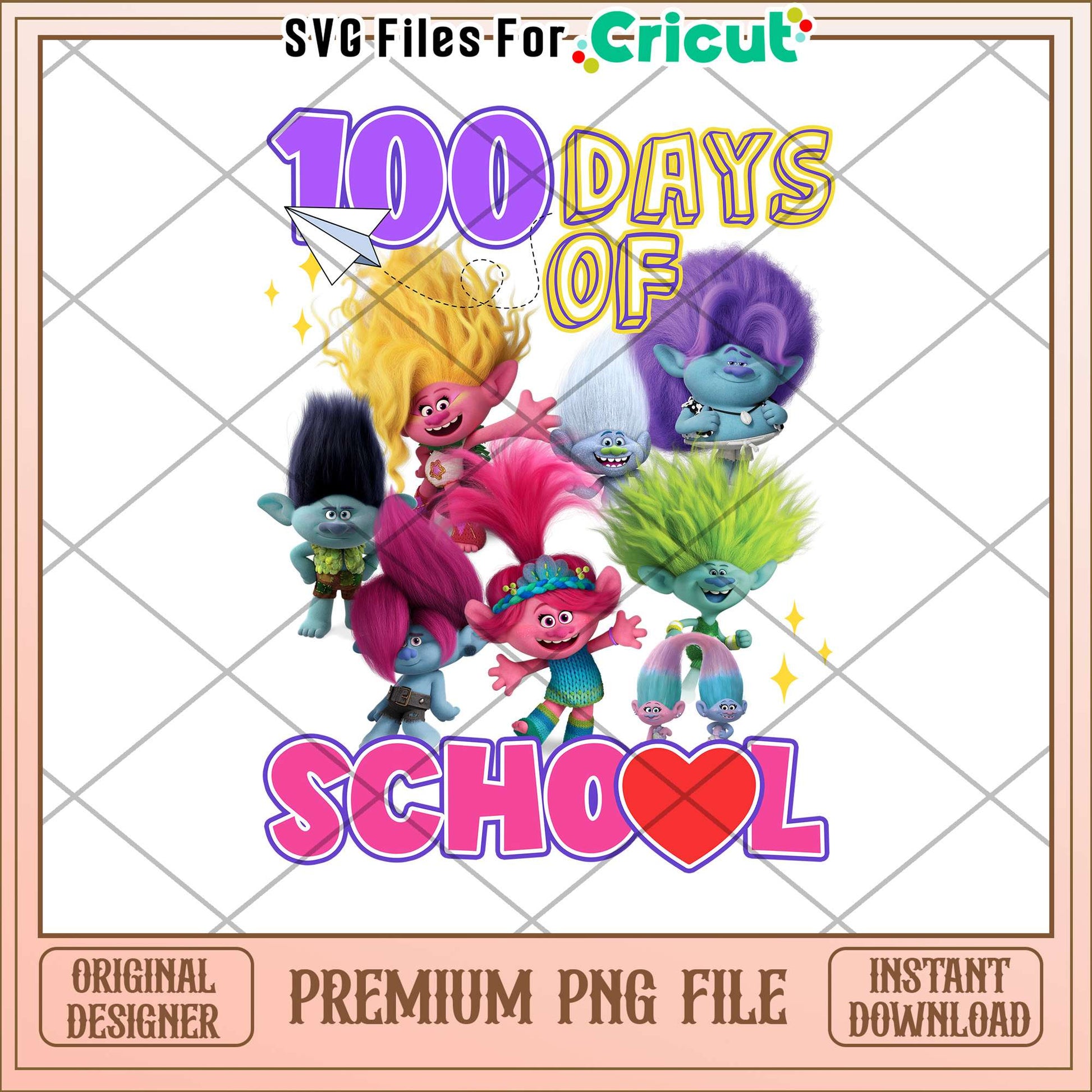100 days of school troll character png, Trollovia cartoon png