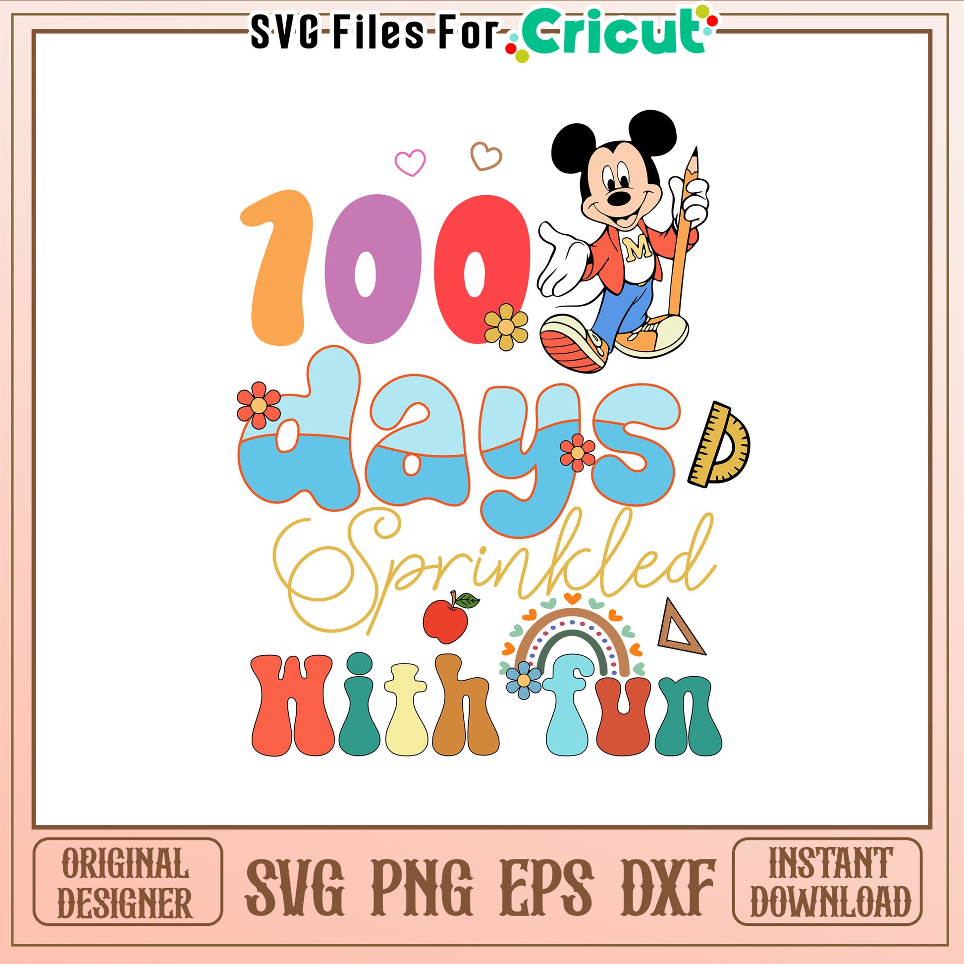 100 days of sprinkled with fun svg, mickey disney svg