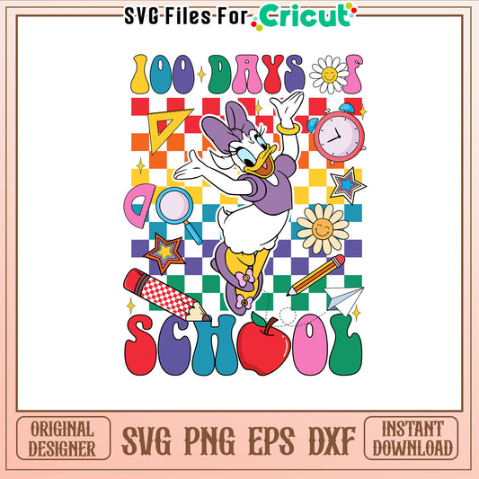 100th day of school daisy svg, school days svg, disney school svg