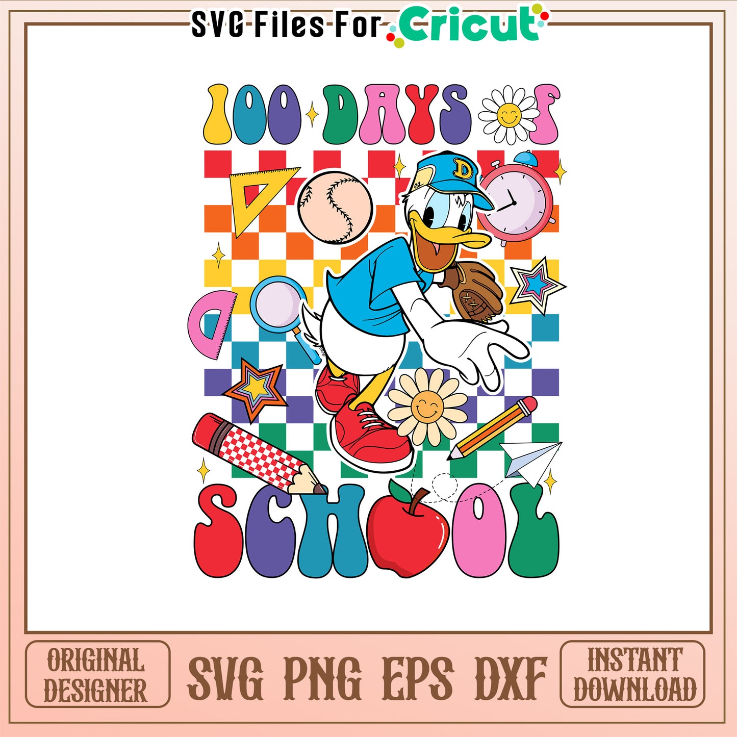 100th day of school school supplies svg, donald svg, disney svg