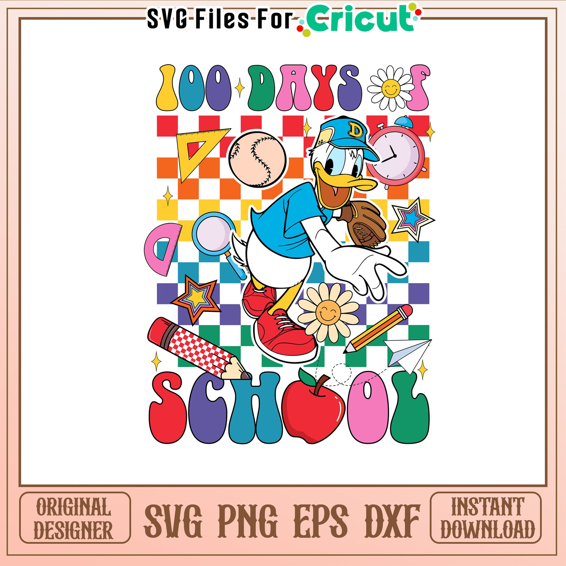 100th day of school school supplies svg, donald svg, disney svg