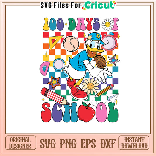 100th day of school school supplies svg, donald svg, disney svg