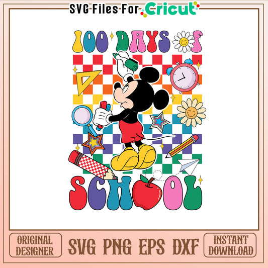 100th day of school school supplies svg, mickey svg, disney svg
