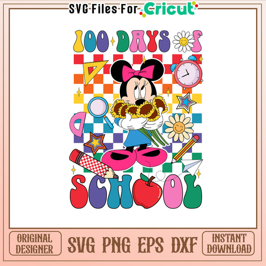 100th day of school school supplies svg, minnie svg, disney svg