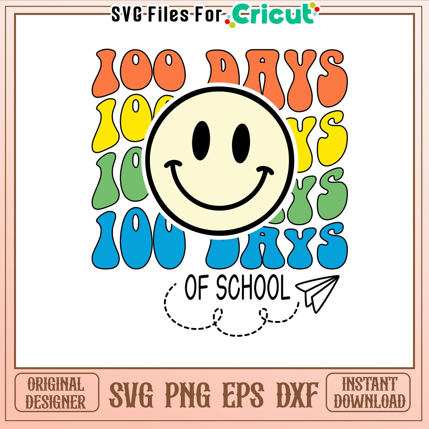 100th day of school svg, smile face svg, smiley emoji svg