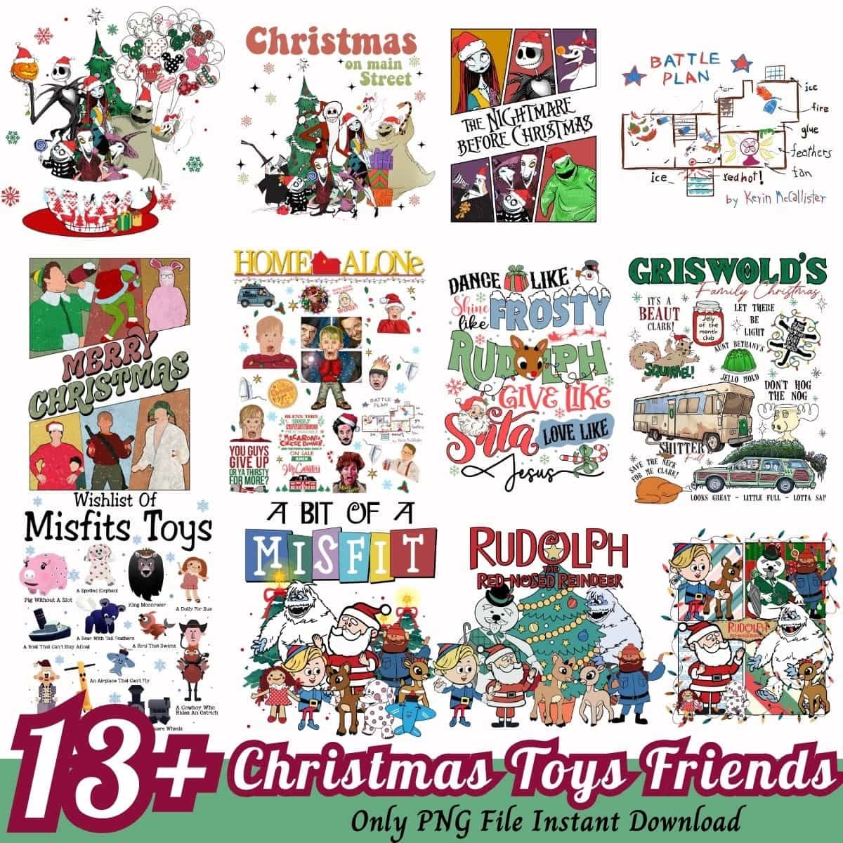Christmas Toys Friends PNG, Christmas characters png bundle
