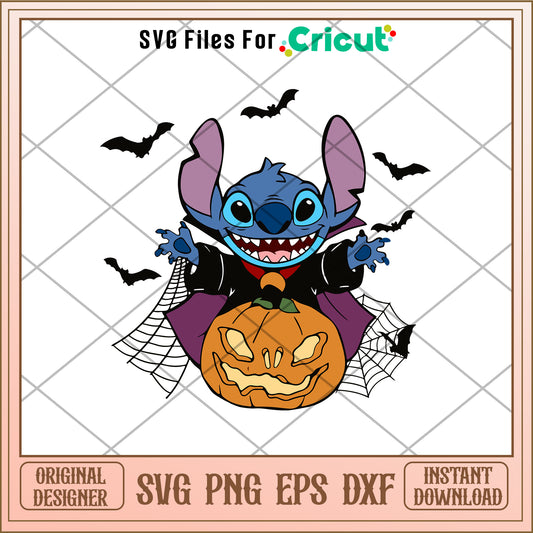 Disney stitch x pumpkin halloween svg