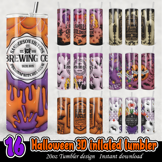 Hocus Pocus 3D Inflated Halloween tumbler, Hocus Pocus 20oz tumbler