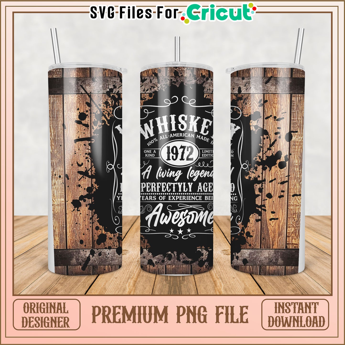 1972 Whiskey Barrel Tumbler PNG Design