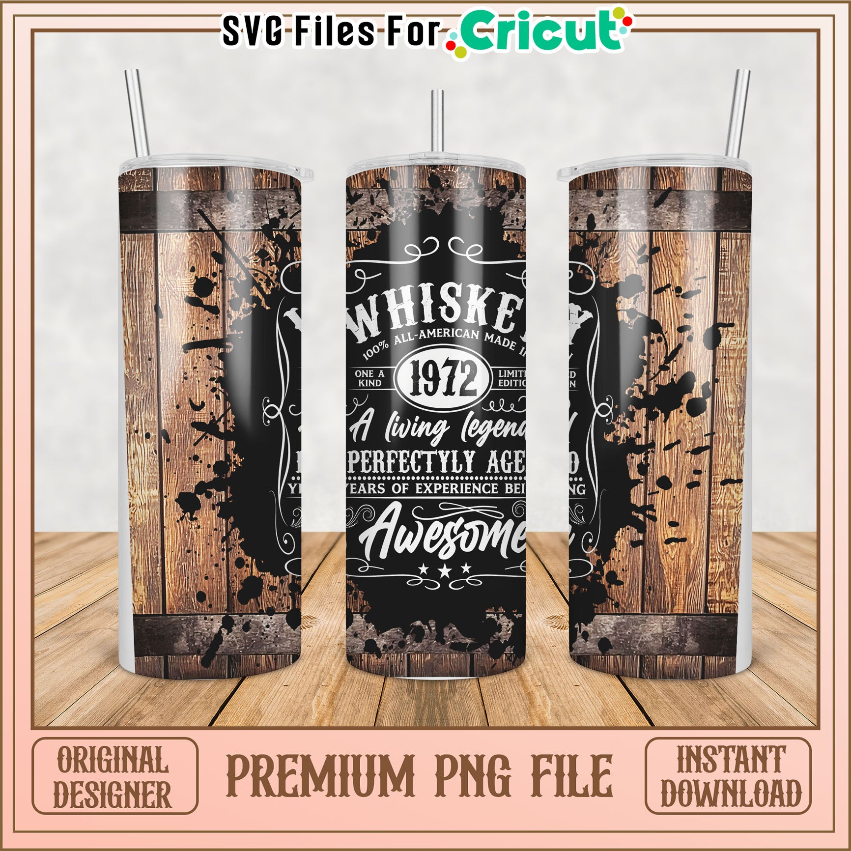 1972 Whiskey Barrel Tumbler PNG Design