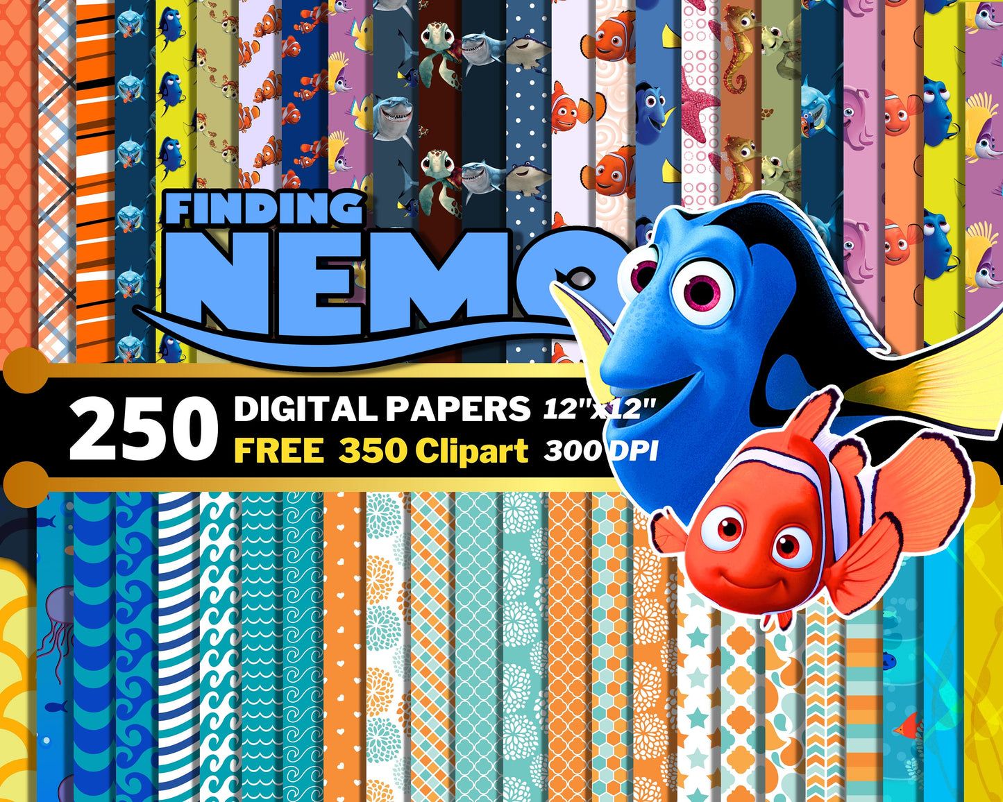 Finding Nemo Digital Papers PNG bundle