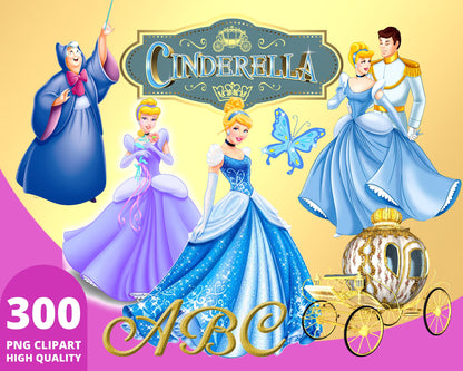 Cinderella disney Clipart PNG bundle
