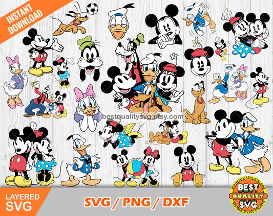 Classic Mickey and friends clipart SVG Bundle