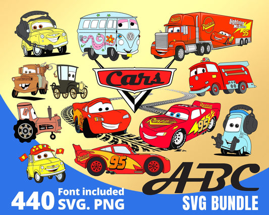 Disney Cars SVG, PNG Bundle