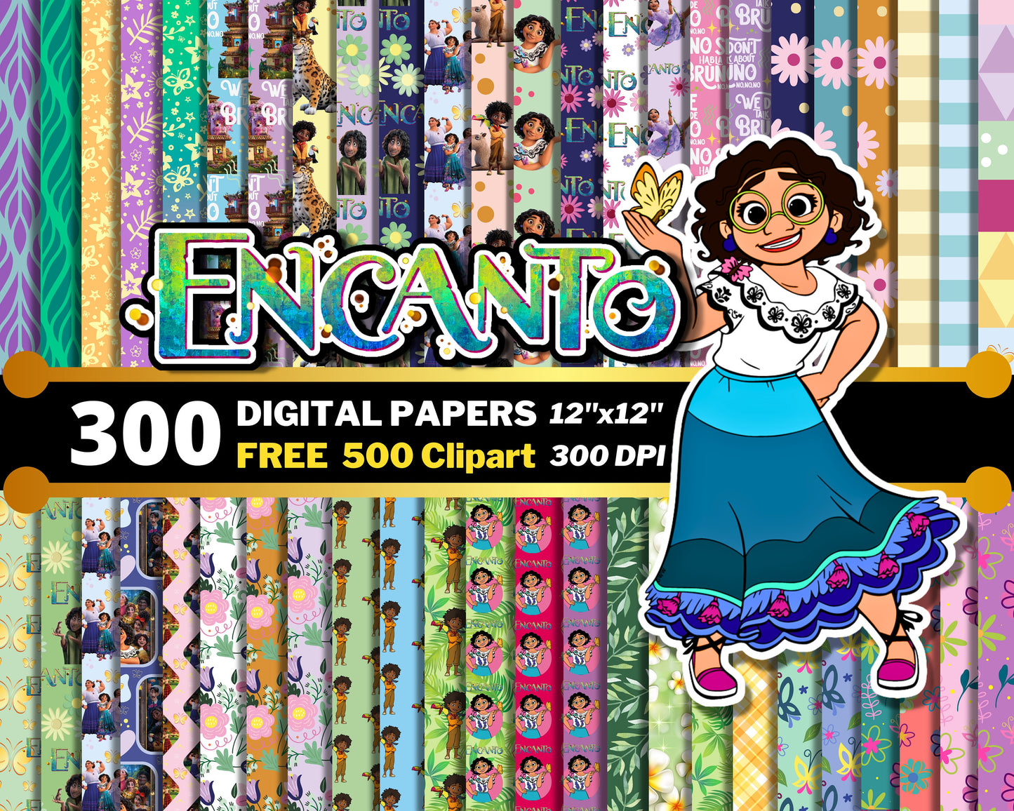 Encanto Digital Papers PNG bundle