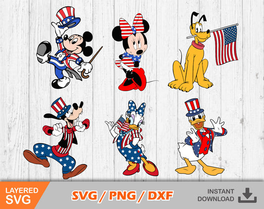Mickey and Friends 4th of July SVG Bundle
