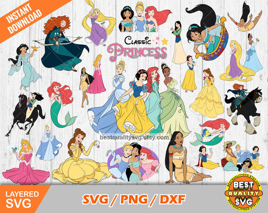 Classic Princesses clipart SVG Bundle