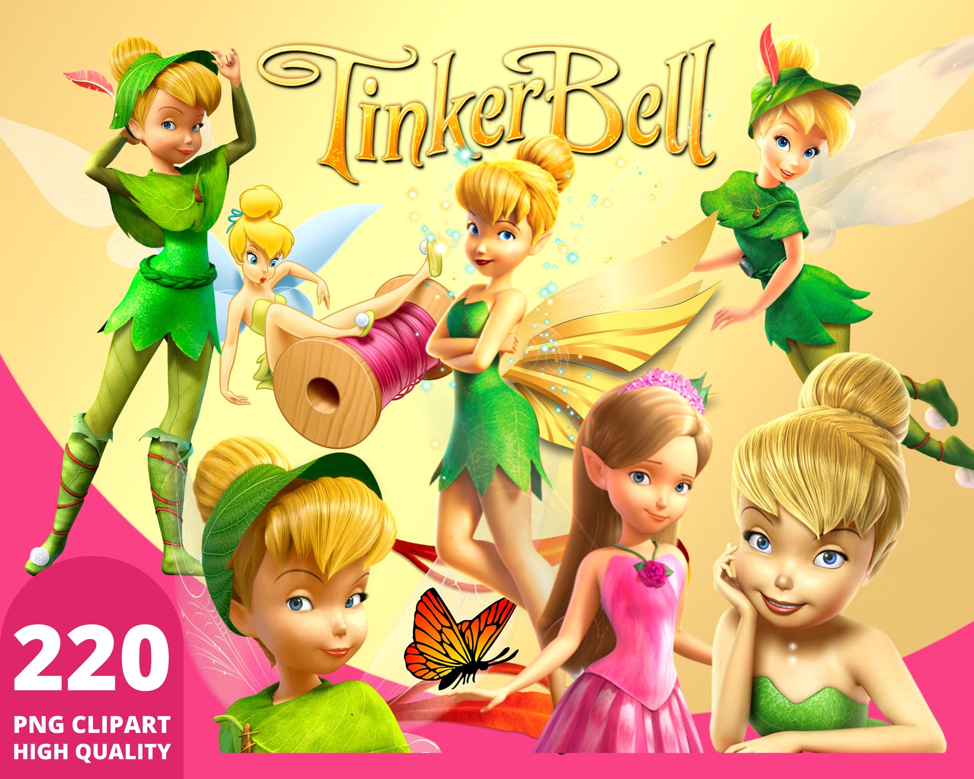 Tinkerbell Clipart PNG Bundle