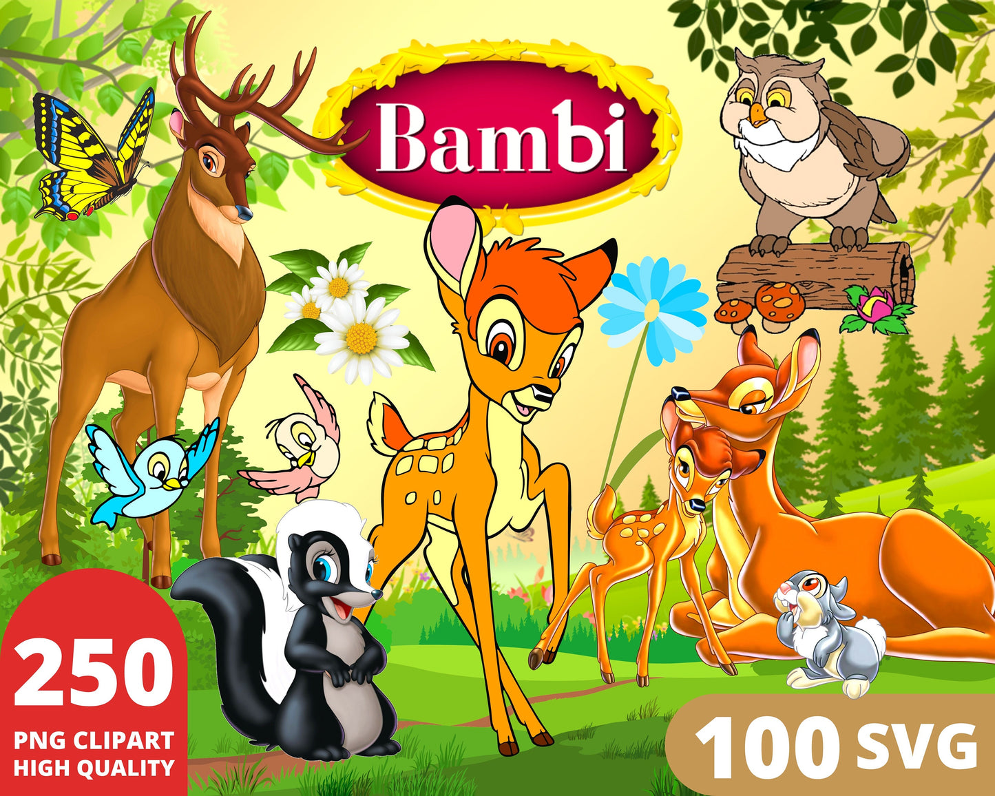 Bambi Clipart PNG, SVG bundle