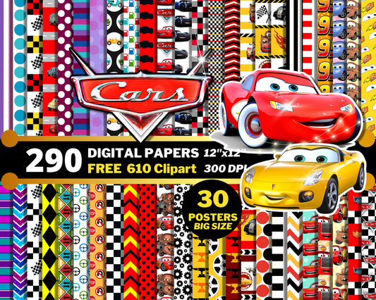 Cars Digital Papers PNG bundle