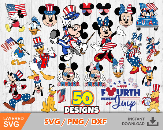 Mickey and Friends 4th of July SVG Bundle