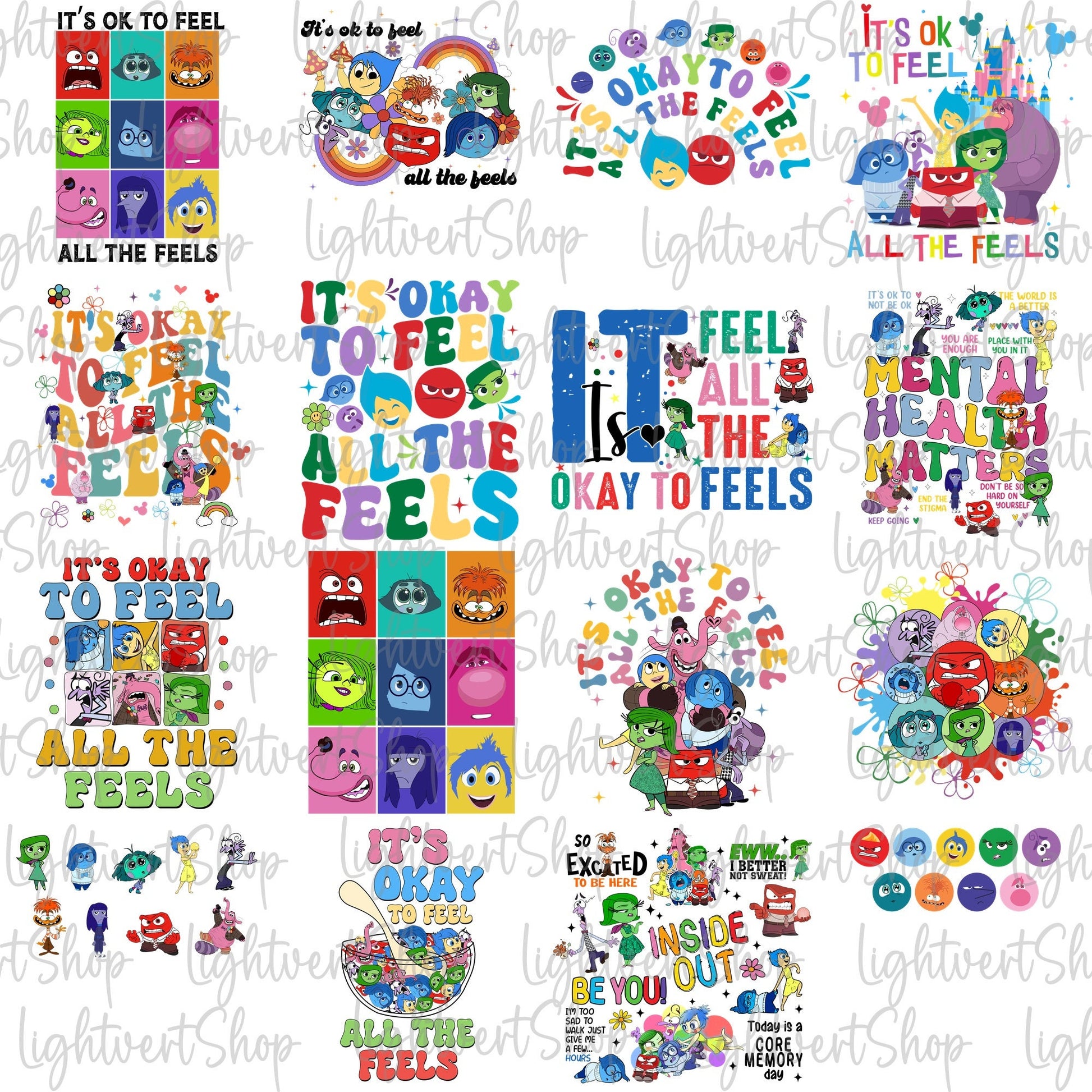 All the emotions inside out PNG bundle