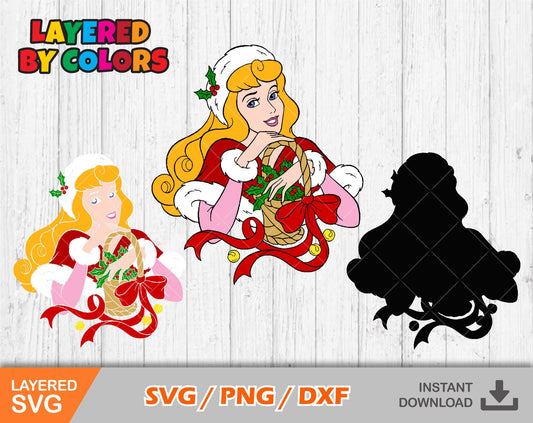 Princess Aurora Christmas Clipart SVG Bundle