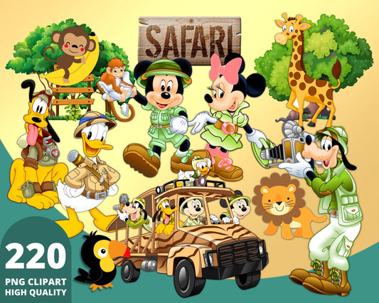 Mickey Safari Clipart PNG bundle