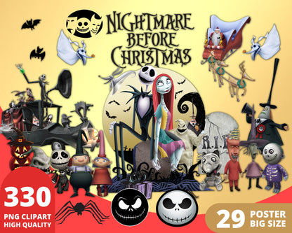 Nightmare Before Christmas Clipart PNG bundle