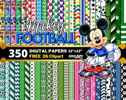 Mickey Football Digital Papers PNG bundle