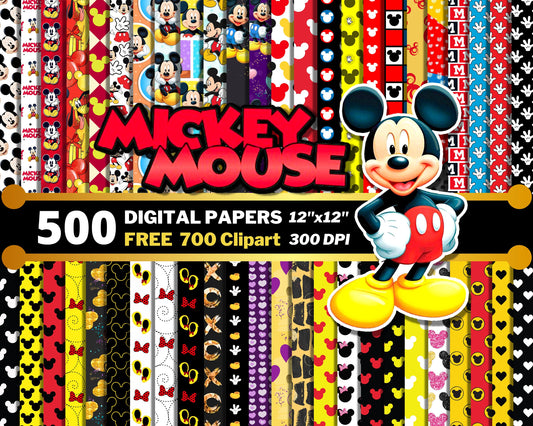 Mickey Mouse Digital Papers PNG bundle